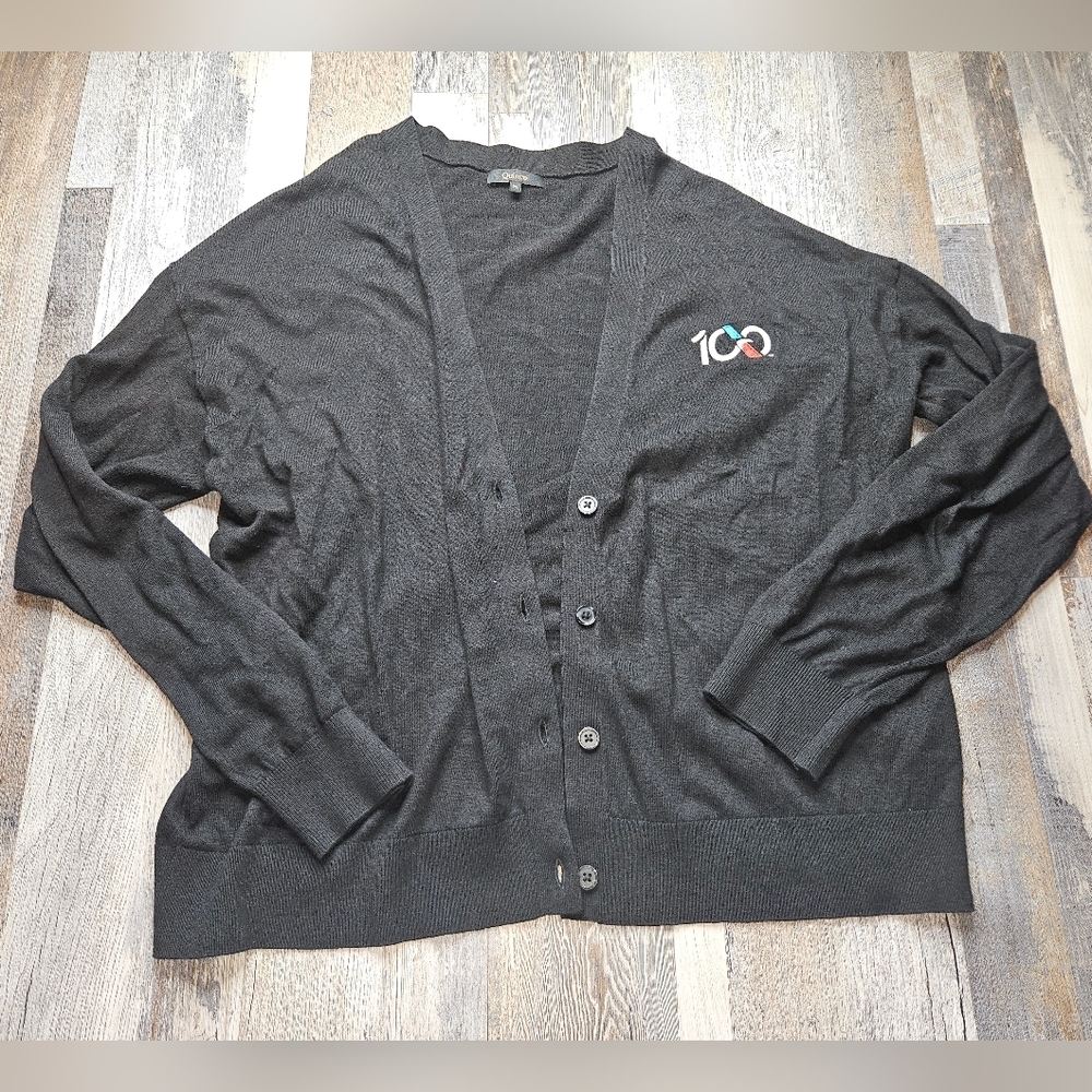 Quince X American Airlines Lightweight Cashmere Cotton Cardigan XL Black